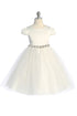 Big Girls Ivory Cap Sleeve Satin Tulle Plus Size Dress 16.5-20.5